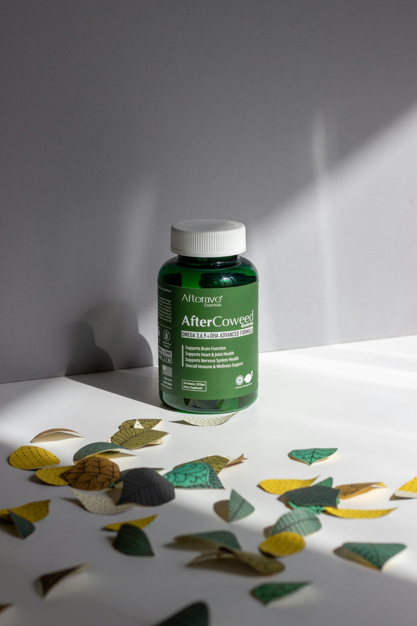 Healthy supplement bottles arranged for routine